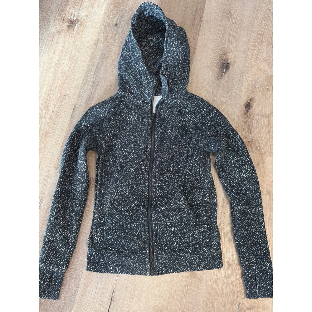 Lululemon Scuba Full Zip Hoodie Black White Speckled Dot Size 2